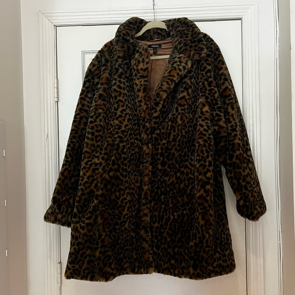 Torrid Brown Leopard Teddy Jacket